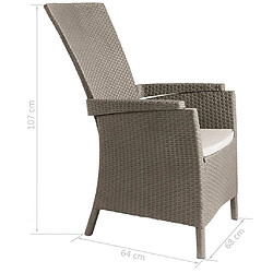 Keter Chaises de jardin inclinables Vermont lot de 2 Cappuccino