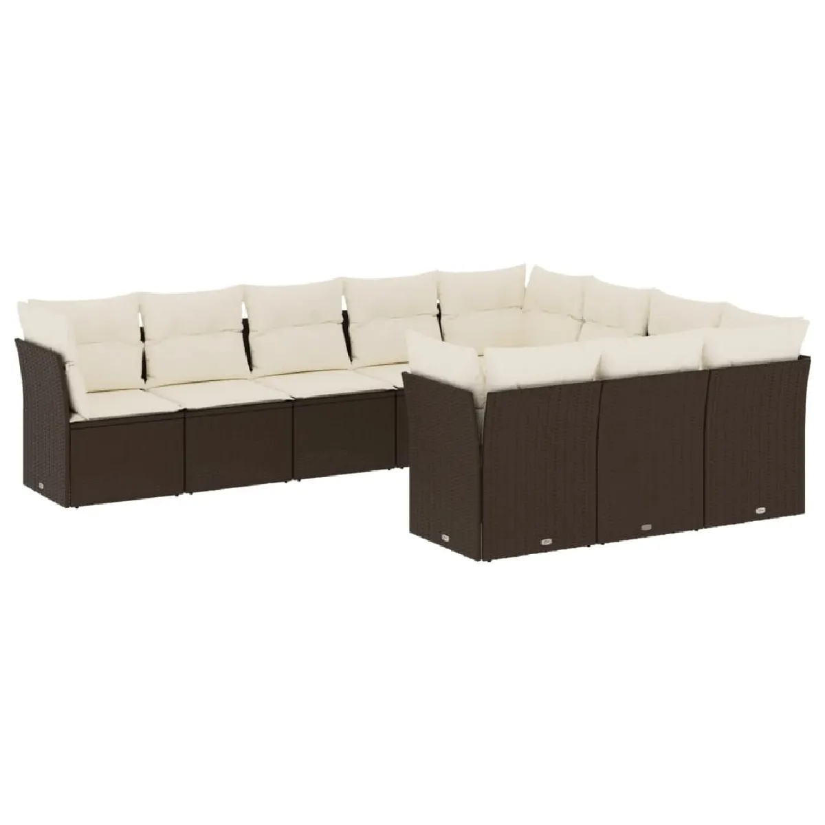 Maison Chic Salon de jardin 10 pcs avec coussins, Ensemble Tables et chaises d'extérieur marron résine tressée -GKD346388