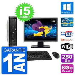 PC HP Compaq Pro 6300 SFF Ecran 22" i5-2400 RAM 8Go Disque 250Go Windows 10 Wifi - Occasion