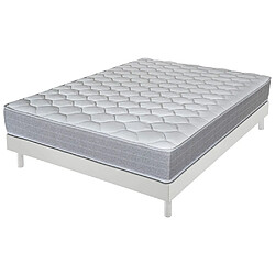 Ebac Matelas + sommier 140x190 Madere - Decokit - Soutien ferme - Sommier démonté - Blanc