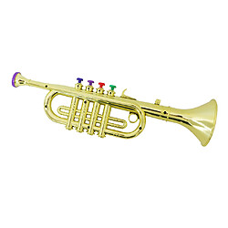 Trompette 34cm Pour Instrument De Musique Cadeau Avec 3 Touches Colorées Plaqué Or X1