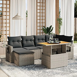 vidaXL Salon de jardin avec coussins 7 pcs gris résine tressée 