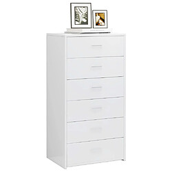 Avis Maison Chic Buffet commode,console avec 6 tiroirs pour rangement Blanc brillant 50x34x96 cm Aggloméré -MN74200