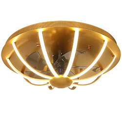 Universal Lampe ventilateur de plafond ultra-mince de 60 cm, 220V, 64W LED, vitesse du vent à trois vitesses, lampe ventilateur de plafond tricolore, salle à manger, chambre à coucher, balcon, acrylique, or 