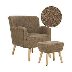 Beliani Fauteuil Bouclé Marron TUMBA