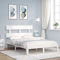 Maison Chic Cadre/structure de lit avec tête de lit pour adulte - Lit Moderne Chambre blanc 120x200 cm bois massif -MN98516