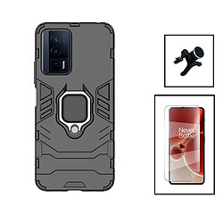 PHONECARE Kit Film Hydrogel Full Cover Avant + Coque 3X1 Military Defender + Support Renforcé pour Xiaomi Poco F5 Pro - Noir