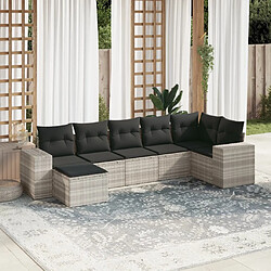 vidaXL Salon de jardin avec coussins 7 pcs gris clair résine tressée 