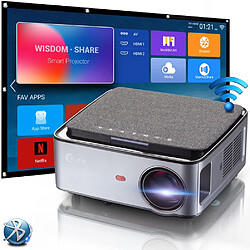 FLZEN Vidéoprojecteur 7500 lumens 1080p android wifi bluetooth Vidéoprojecteur 7500 lumens 1080p android wifi bluetooth connexion avec sac écran 100"