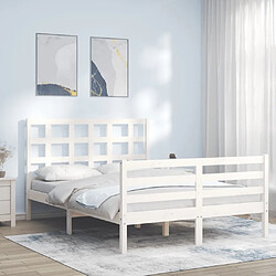 Maison Chic Cadre/structure de lit avec tête de lit pour adulte - Lit Moderne Chambre blanc 140x190 cm bois massif -MN25040