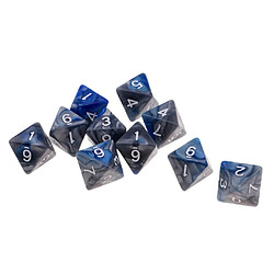 10pcs multi-faces dés polyèdre dés D8 pour D u0026 D table de jeu TRPG gris + bleu