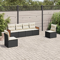 Maison Chic Ensemble Tables et chaises d'extérieur 6pcs avec coussins,Salon de jardin noir résine tressée -GKD925796