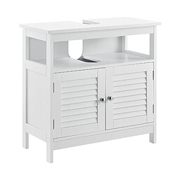 Helloshop26 Armoire de salle de bain dessous de lavabo meuble dessous rangement 3 surfaces stockage 60 x 60 x 30 cm MDF laqué Blanc 03_0000780 