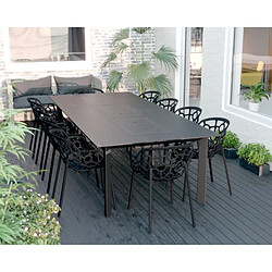 Play4Fun Table de jardin 10-12 personnes 280 X 120 X 75 cm - Noir effet marbré