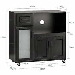 Avis SoBuy FSB78-SCH Meuble Micro-Ondes Buffet Commode sur roulettes Armoire de Cuisine Multi-Rangement avec 3 Portes, 1 Tiroir, 1 Compartiment