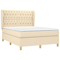 Avis Maison Chic Lit Adulte - Lit simple Lit à sommier tapissier avec matelas moelleux - Meuble de Chambre - Crème 140x190 cm Tissu -MN30737