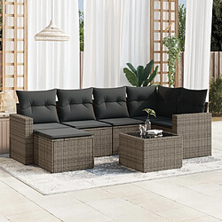 vidaXL Salon de jardin avec coussins 7 pcs gris résine tressée 