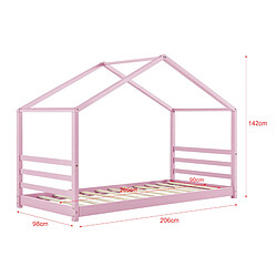 Avis Lit Cabane Vardø avec Grille et Matelas à Mousse à Froid 90 X 200 cm Rose [en.casa]