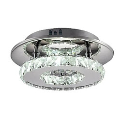 Stoex Plafonnier en Cristal 20CM Miroir Acier Inoxydable Rond Moderne LED Luminaire Lustre Eclairage Blanc pour Chambre à Coucher, Couloir, Salon 