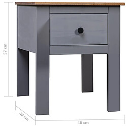 vidaXL Table de chevet Gris 46x40x57 cm Pin Gamme Panama pas cher