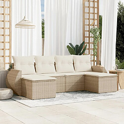 vidaXL Salon de jardin avec coussins 6 pcs beige résine tressée