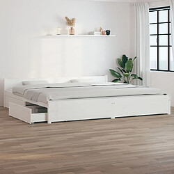 vidaXL Cadre de lit sans matelas avec tiroirs blanc 200x200 cm 