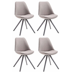 Decoshop26 4 chaises de salle à manger style scandinave en tissu gris clair pieds rond en bois gris CDS10336 