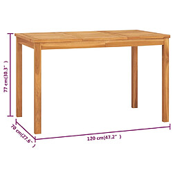 vidaXL Table à dîner de jardin 120x70x77 cm Bois de teck solide pas cher