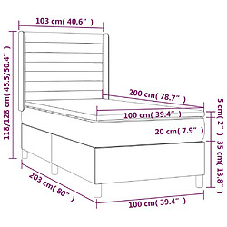 vidaXL Sommier à lattes de lit matelas et LED Crème 100x200 cm Tissu pas cher