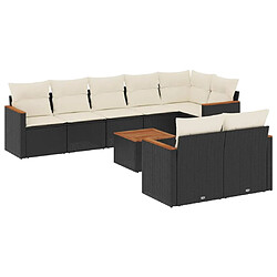 Maison Chic Ensemble Tables et chaises d'extérieur 9 pcs avec coussins,Salon de jardin noir résine tressée -GKD910724