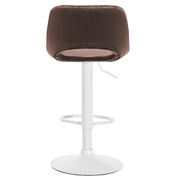 Avis Decoshop26 Tabourets de bar chaises haute x2 avec repose-pieds en velours marron piètement métallique blanc 10_0004090