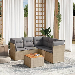 vidaXL Salon de jardin avec coussins 6 pcs beige résine tressée 