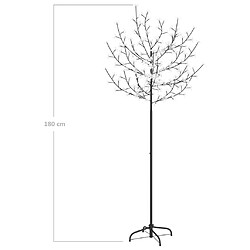 vidaXL Sapin de Noël 200 LED blanc bleu Cerisier en fleurs 180 cm pas cher