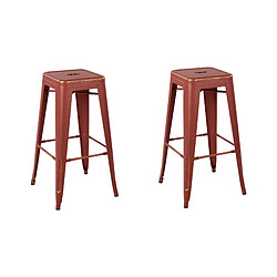 Beliani Tabouret de bar Set de 2 Métal Rouge CABRILLO 