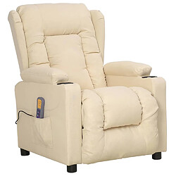 vidaXL Fauteuil de massage Crème Tissu