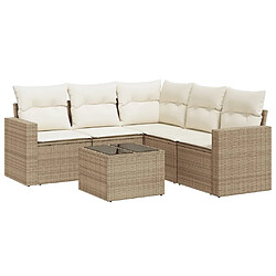 vidaXL Salon de jardin avec coussins 6 pcs beige résine tressée