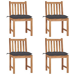 Maison Chic Lot de 4 Chaises de jardin avec coussins | Fauteuil chaises d'extérieur Bois de teck massif -GKD32662