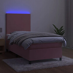 Acheter Sommier à lattes,Cadre à lattes de lit pour Adulte et matelas LED Rose 100x200 cm Velours -MN27424