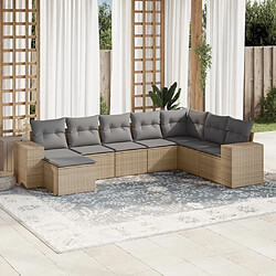 Maison Chic Salon de jardin avec coussins 8 pcs | Ensemble de Table et chaises | Mobilier d'Extérieur beige résine tressée -GKD33505