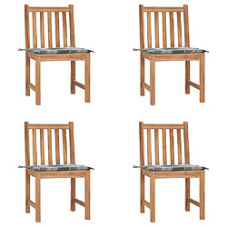 Maison Chic Lot de 4 Chaises de jardin,Fauteuil d'extérieur avec coussins Bois de teck massif -MN73670