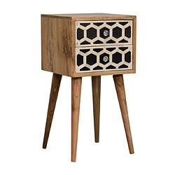 Acheter Artisan Furniture Table de nuit mini avec incrustation en os et 2 tiroirs, table de nuit