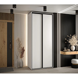 Abiks Meble Armoire à portes coulissantes Davos 1 235.2 x 110 x 45 2 portes coulissante (Blanc/Blanc/Noir)