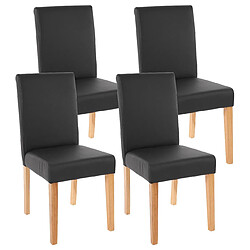 Decoshop26 Lot de 4 chaises de salle à manger synthétique noir mat pieds clairs CDS04136 