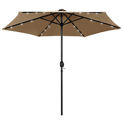 Maison Chic Parasol Jardin | Parasol avec LED et mat en aluminium 270 cm Taupe - GKD98584