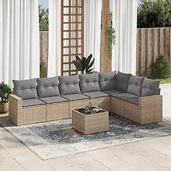 Maison Chic Salon de jardin avec coussins 8 pcs | Ensemble de Table et chaises | Mobilier d'Extérieur beige résine tressée -GKD53257