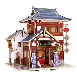 1/24 diy miniature kits 3d maison de poupée avec des meubles cadeau de maison de thé chinois