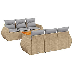 Maison Chic Salon de jardin avec coussins 7 pcs, Ensemble Tables et chaises de jardin, beige résine tressée -GKD295474 