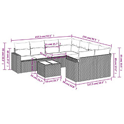 Avis vidaXL Salon de jardin avec coussins 9 pcs beige résine tressée