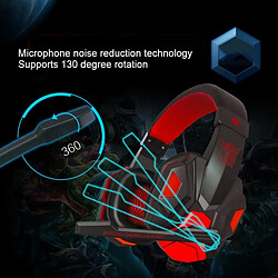 Wewoo Casque sur-oreille Gaming Headphone Subwoofer Stereo Bass Bandeau Headset avec microphone et lumière LED USB (Noir Bleu)