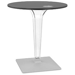 Alterego Table de terrasse ronde 'LIMPID' noire intérieur/extérieur - Ø 68 cm